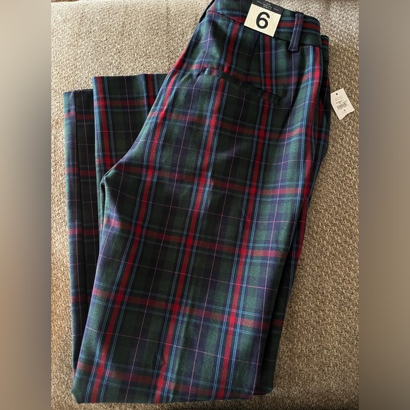 NWT GAP Slim Ankle Pants High Rise Tartan Plaid Preppy Multicolor Women's Size 6 - Picture 7 of 7
